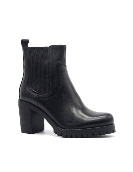 Botines mujer Vueva de piel con elástico lateral y cremallera