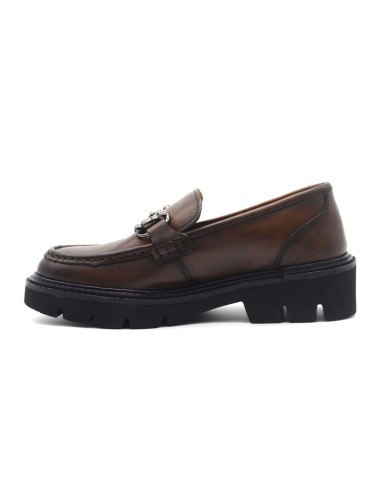 Mocassin femme Pregunta en cuir avec mors et semelle crantée