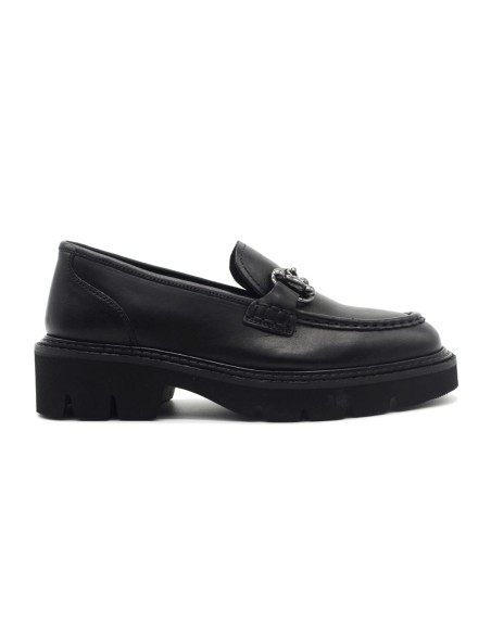 Mocassin femme Pregunta en cuir avec mors et semelle crantée