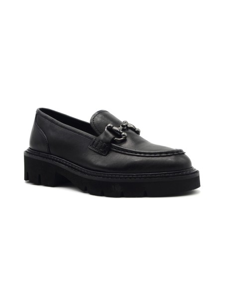 Mocassin femme Pregunta en cuir avec mors et semelle crantée