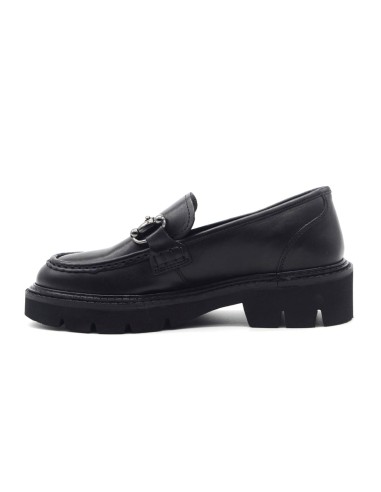 Mocassin femme Pregunta en cuir avec mors et semelle crantée