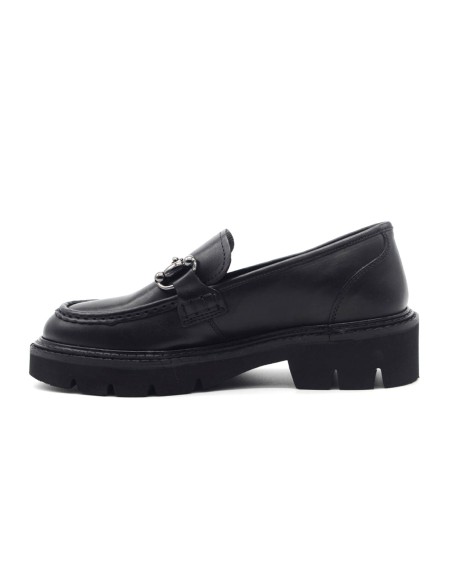 Mocassin femme Pregunta en cuir avec mors et semelle crantée