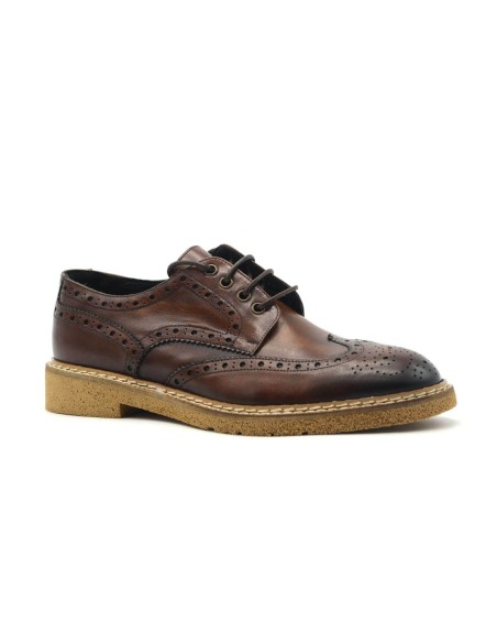 Chaussures décontractées pour hommes Exton Made in Italy en cuir avec détails brogue