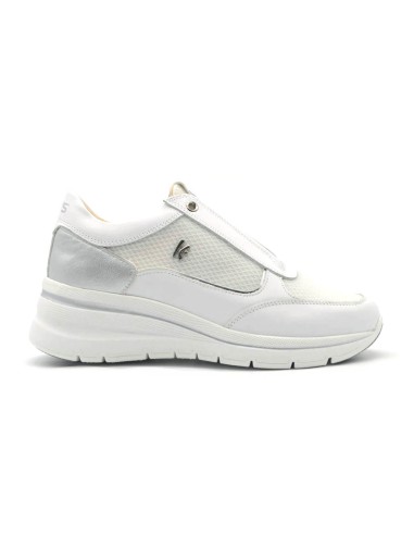 Zapatilla slip-on para mujer Keys en piel y tejido con inserciones laminadas