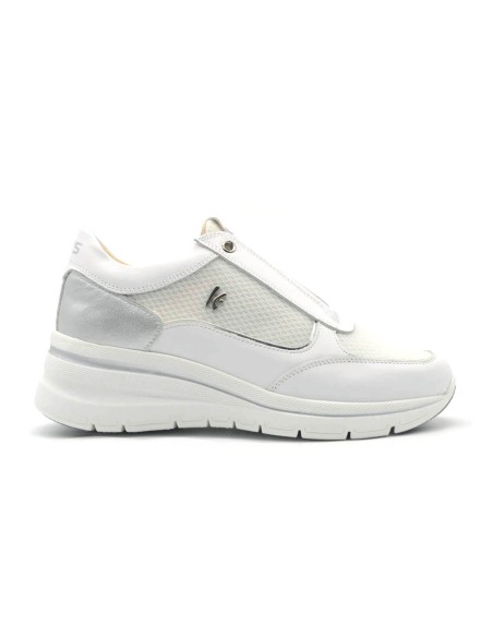 Zapatilla slip-on para mujer Keys en piel y tejido con inserciones laminadas