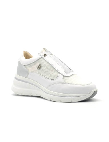 Zapatilla slip-on para mujer Keys en piel y tejido con inserciones laminadas