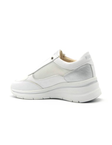 Zapatilla slip-on para mujer Keys en piel y tejido con inserciones laminadas