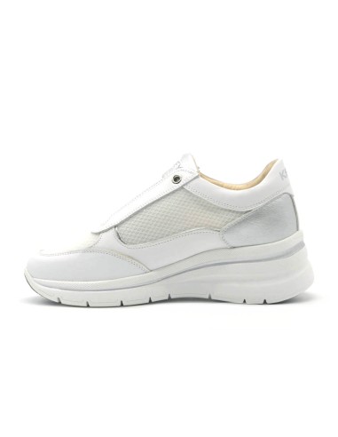 Zapatilla slip-on para mujer Keys en piel y tejido con inserciones laminadas