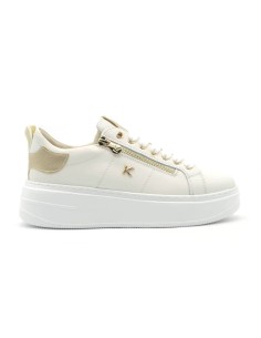 Baskets à lacets pour femme Keys en cuir avec empiècements laminés