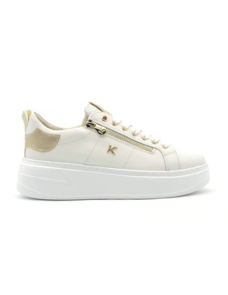 Keys sneaker stringata donna in pelle con inserti laminati