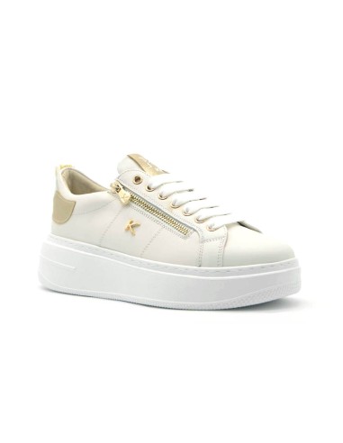 Baskets à lacets pour femme Keys en cuir avec empiècements laminés