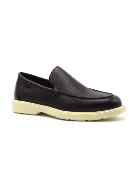 Mocasín de piel para hombre Melluso Walk con pespuntes tono sobre tono
