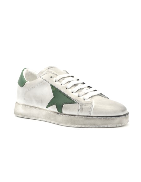 Zapatilla con cordones para hombre CK-Man Made in Italy en piel con efecto vintage