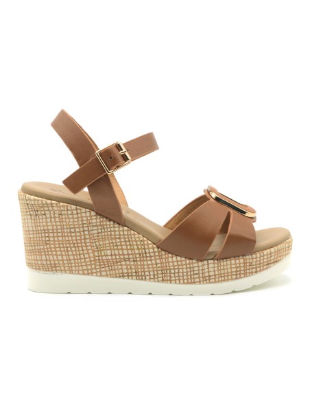 Quuio Made in Italy women's leather sandal with wedge