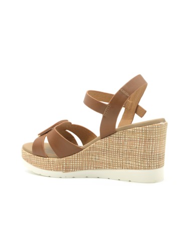 Sandalia de piel para mujer con cuña Quuio Made in Italy