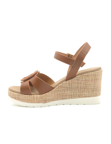 Sandalia de piel para mujer con cuña Quuio Made in Italy