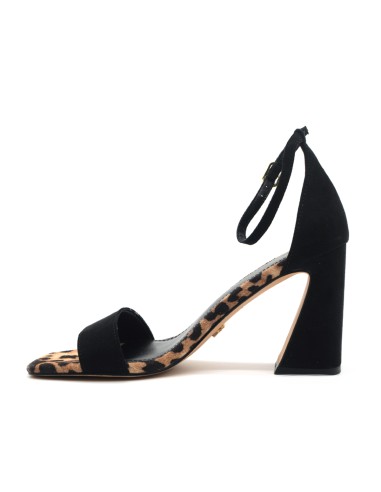 Kharisma Damensandale aus Stoff mit Animalprint-Einsätzen