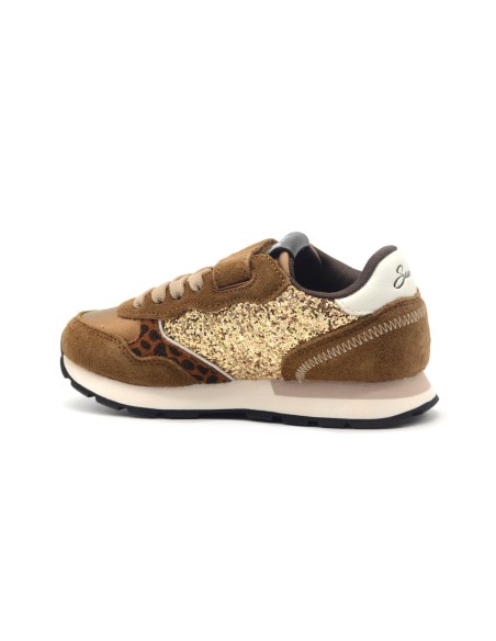 Sun68 Ally Glitter sneaker for girls in suede and fabric