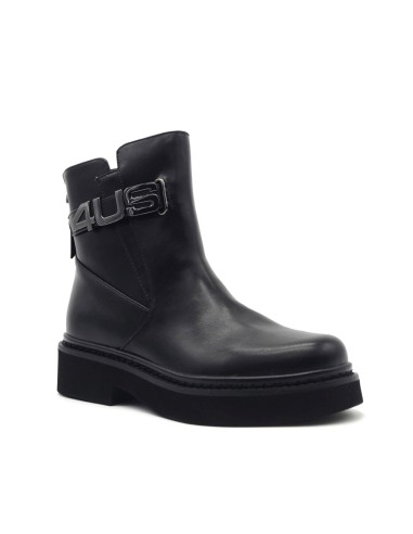 4US By Paciotti Damenstiefelette aus Öko-Leder mit Maxi-Metalllogo