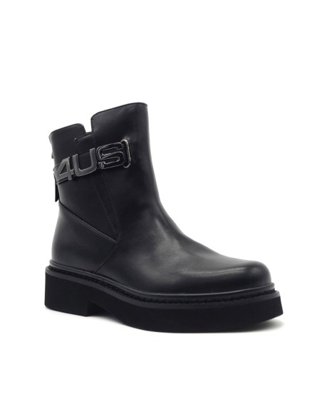 4US By Paciotti Damenstiefelette aus Öko-Leder mit Maxi-Metalllogo