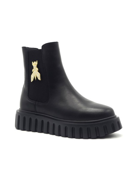Patrizia Pepe leather ankle boots for girls and women with maxi logo