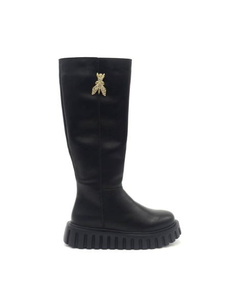 Patrizia Pepe leather boots for girls and women with maxi logo