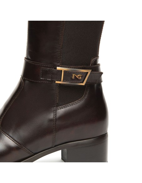 Bottes Nero Giardini pour femmes, fabriquées en Italie, en cuir et tissu