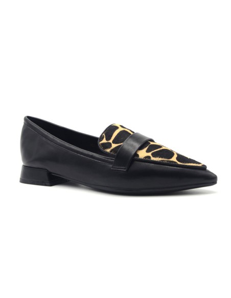 Mocassin pour femme Francesco Milano en cuir nappa souple et tissu