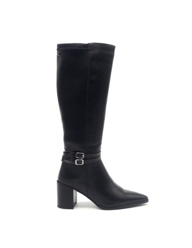 Keys women's stretch faux leather boot with double buckle