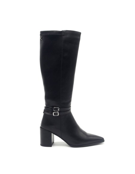 Keys women's stretch faux leather boot with double buckle