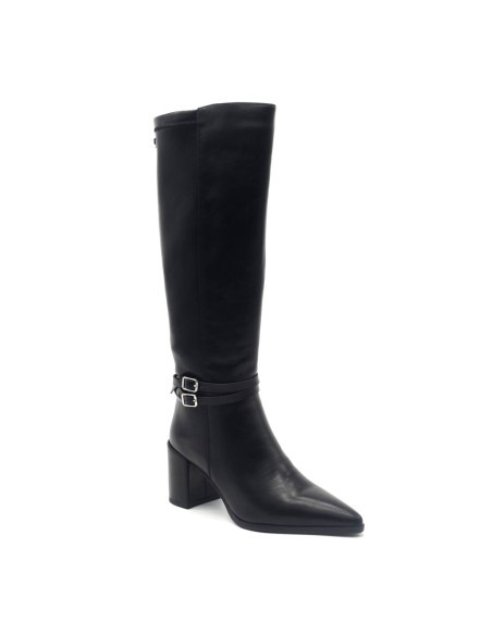 Keys women's stretch faux leather boot with double buckle