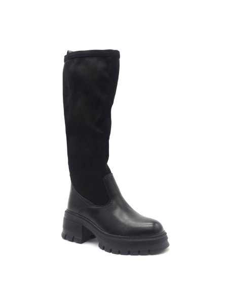 Bottes Keys pour femmes en cuir écologique avec tige en tissu