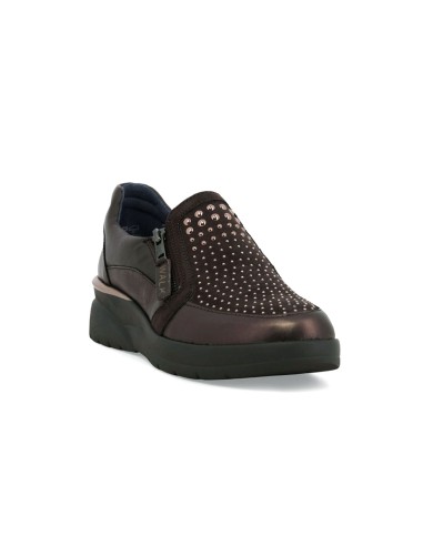 Baskets Melluso Walk pour femme, modèle slip-on en cuir métallisé et daim.