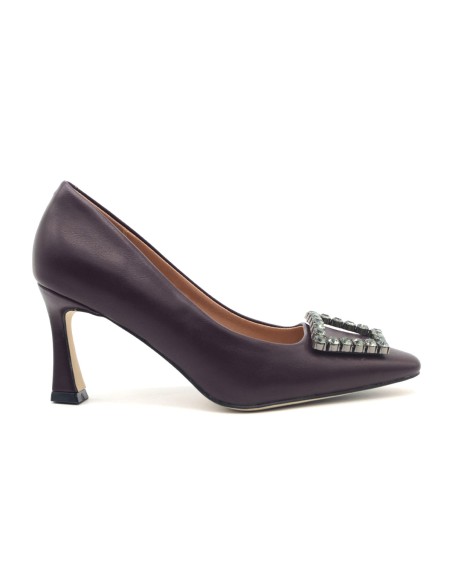 Zapatos de tacón Kharisma para mujer, de piel sintética, con accesorio de joya