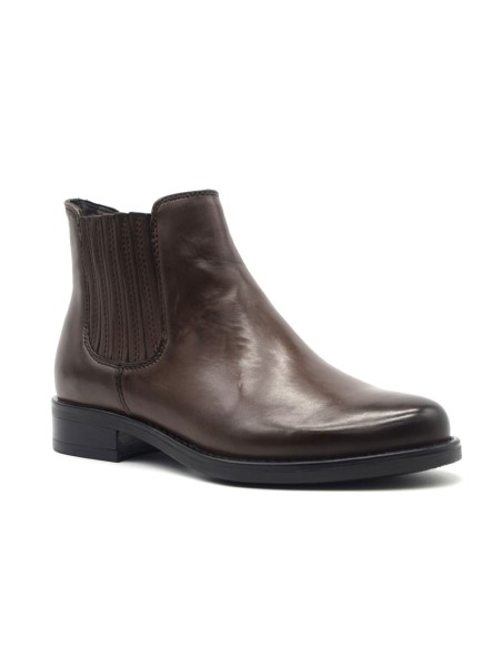 Bottines Vueva pour femme en cuir, avec élastique latéral et fermeture éclair.