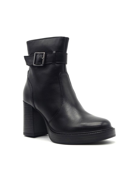 Vueva Damen-Lederstiefelette mit seitlicher Schnalle und Reißverschluss