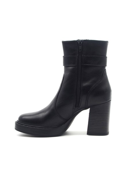 Vueva Damen-Lederstiefelette mit seitlicher Schnalle und Reißverschluss