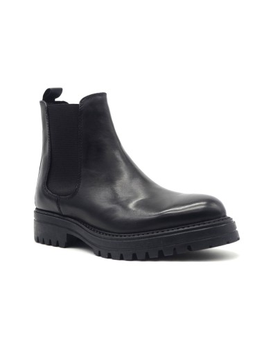 Vueva men's leather ankle boot with double side elastic