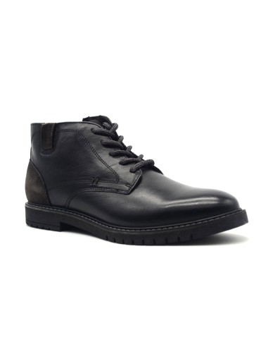 Vueva men's leather ankle boot with suede inserts