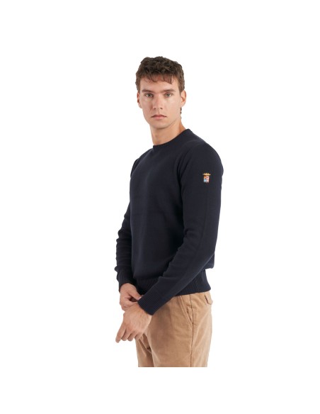 Marina Militare Pull à col rond pour homme en mélange de coton