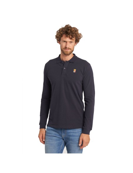 Marina Militare Polo à manches longues pour homme en pur coton piqué
