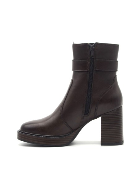 Vueva women's leather ankle boot with buckle and internal zip