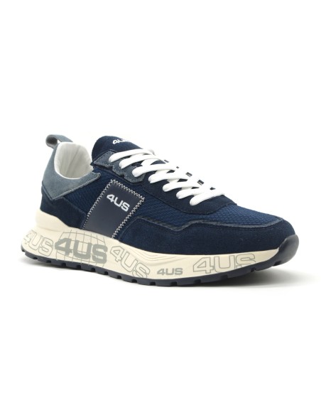 4US By Paciotti men's lace-up sneaker in suede and fabric