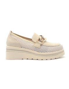 Cinzia Soft mocassino in pelle e tessuto traforato