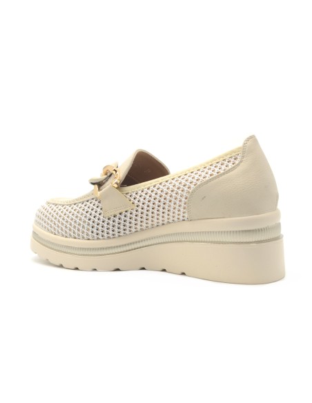 Cinzia Soft mocassino in pelle e tessuto traforato