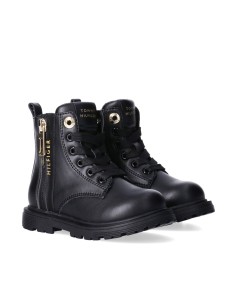 Tommy Hilfiger bota militar de niña en piel sintética con cremallera 2