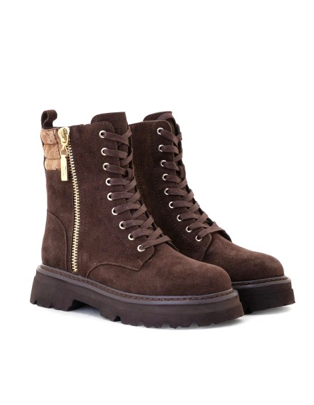 Alviero Martini women’s suede combat boots with Geo details