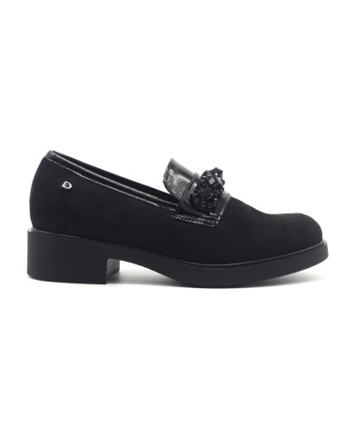 Donna Serena Black mocasines de mujer con accesorio