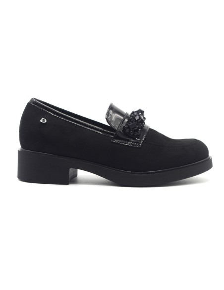 Donna Serena Black mocasines de mujer con accesorio