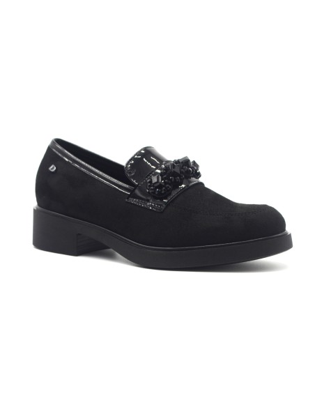 Donna Serena Black mocassins femme avec accessoire